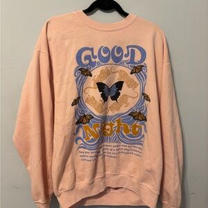 Crewneck y2k baby pink urban Outfitters Graphic 'Good Night' Crewneck Sweatshirt
